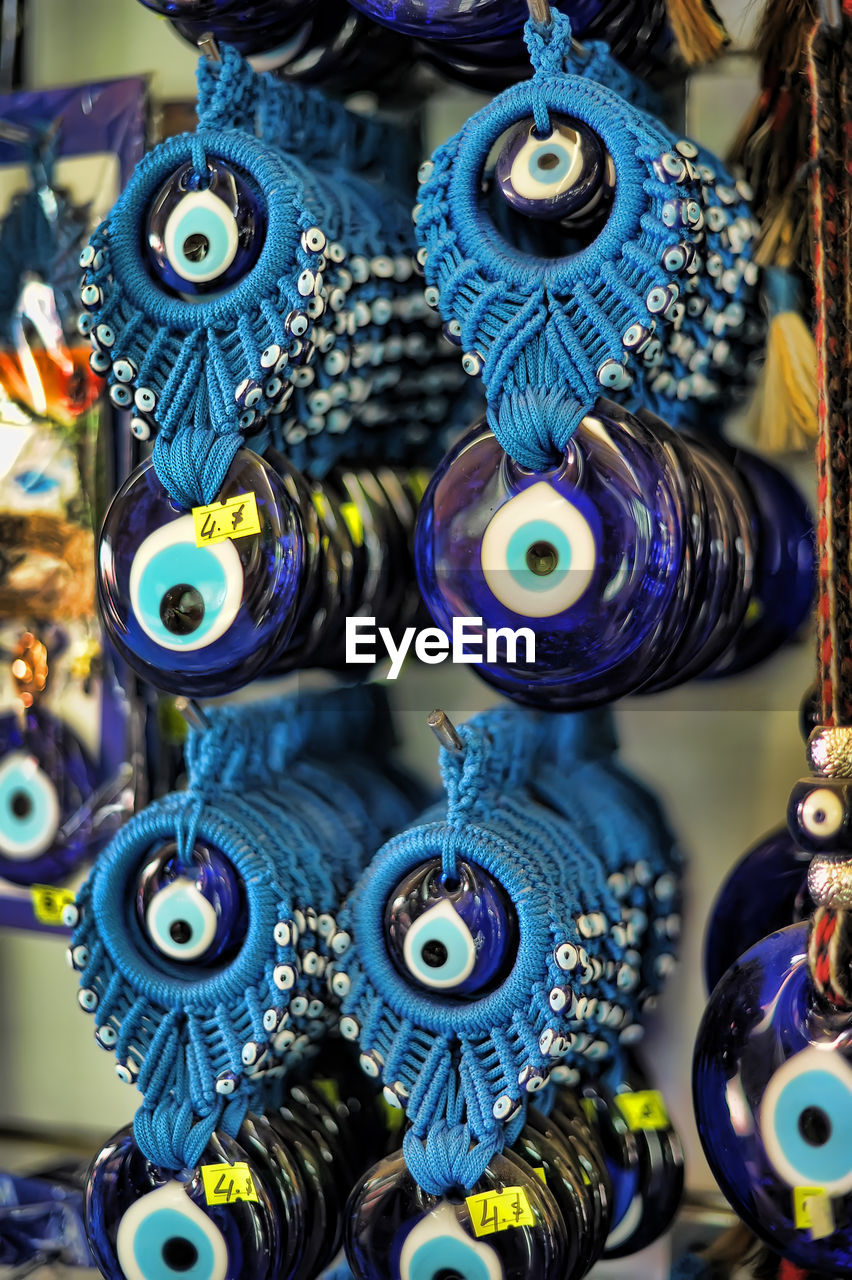 Full frame shot of evils eye for sale in market