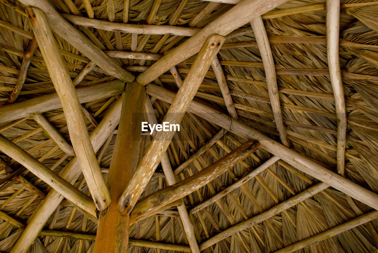 Full frame shot of thatched roof parasol