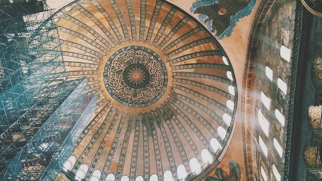Low angle view of artistic design on cupola