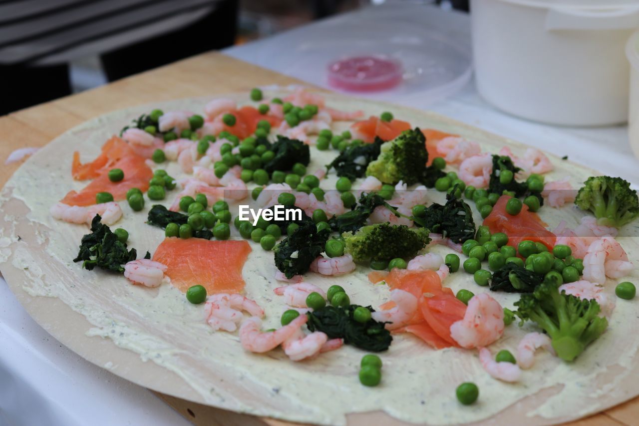 High angle view of meal served in plate