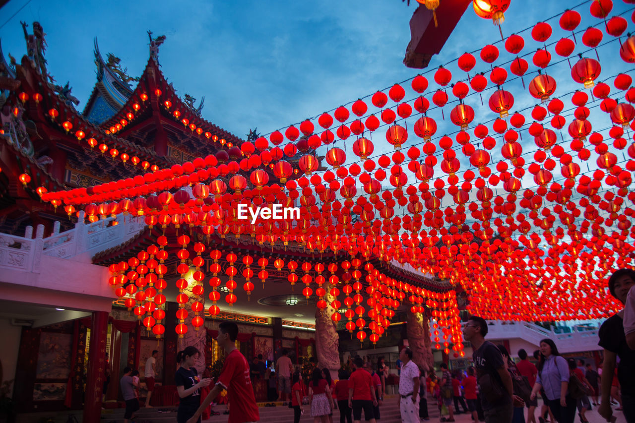 People at decorated thean hou temple during chinese lantern festival
