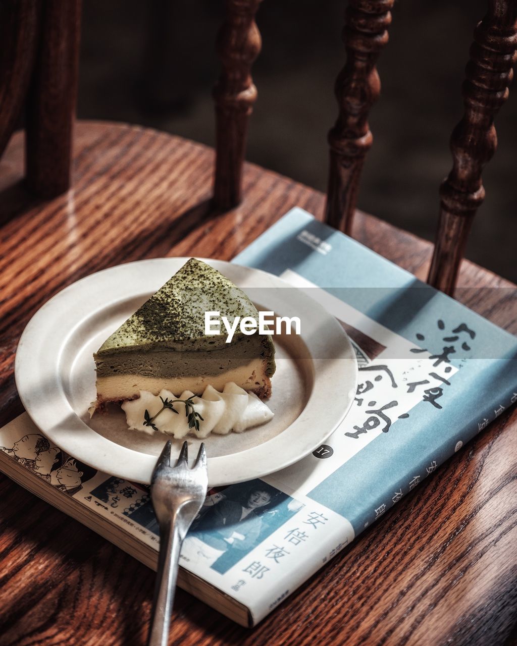 High angle view of dessert on table