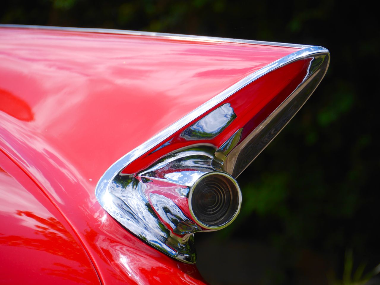 Close-up of red vintage car