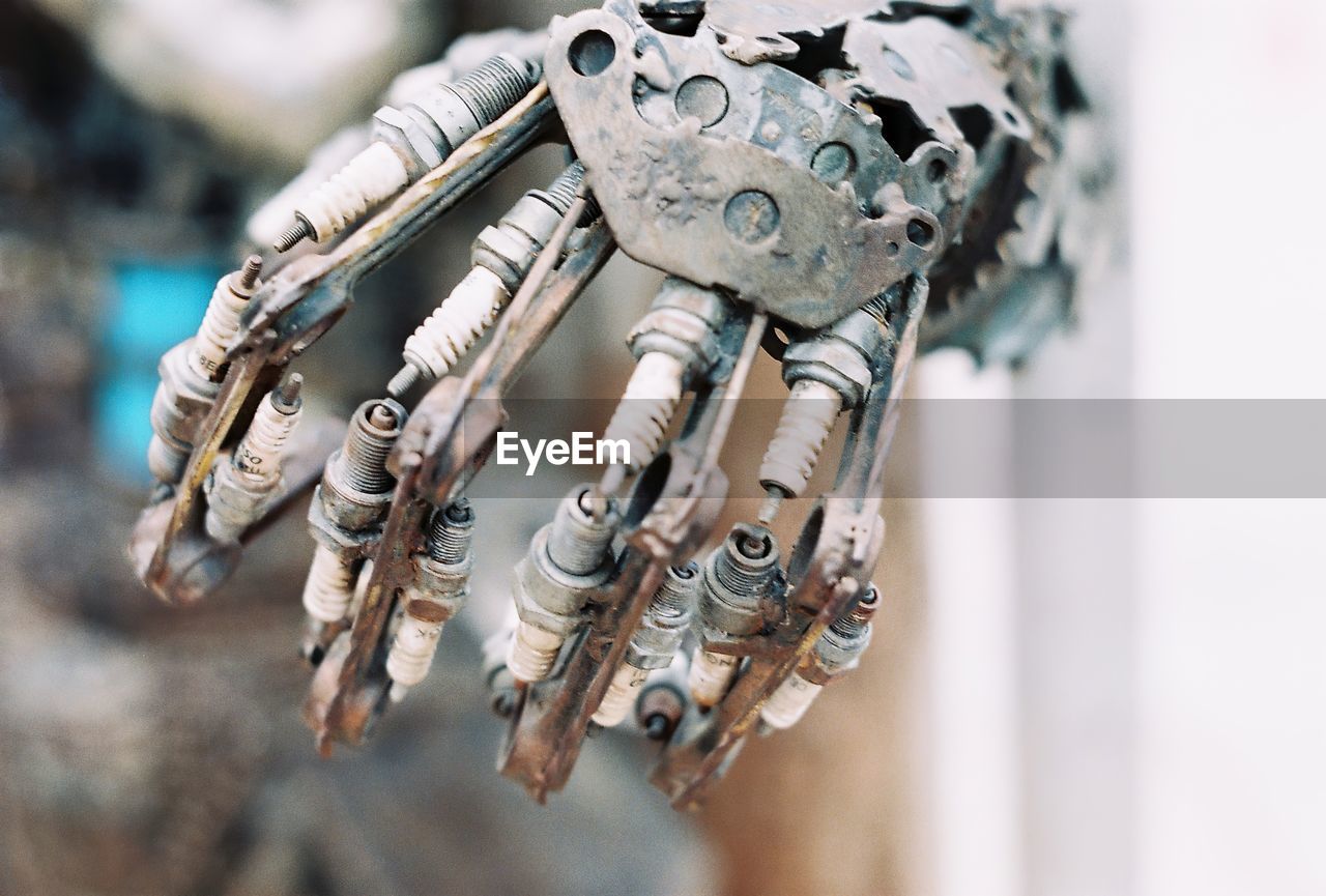 High angle view of machine part ,robot , predator