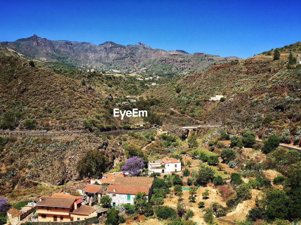 View of mountains and houses at valsequillo de gran canaria