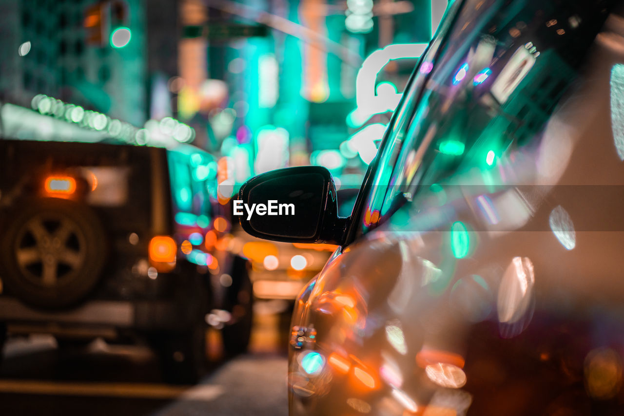 Traffic on city street at night