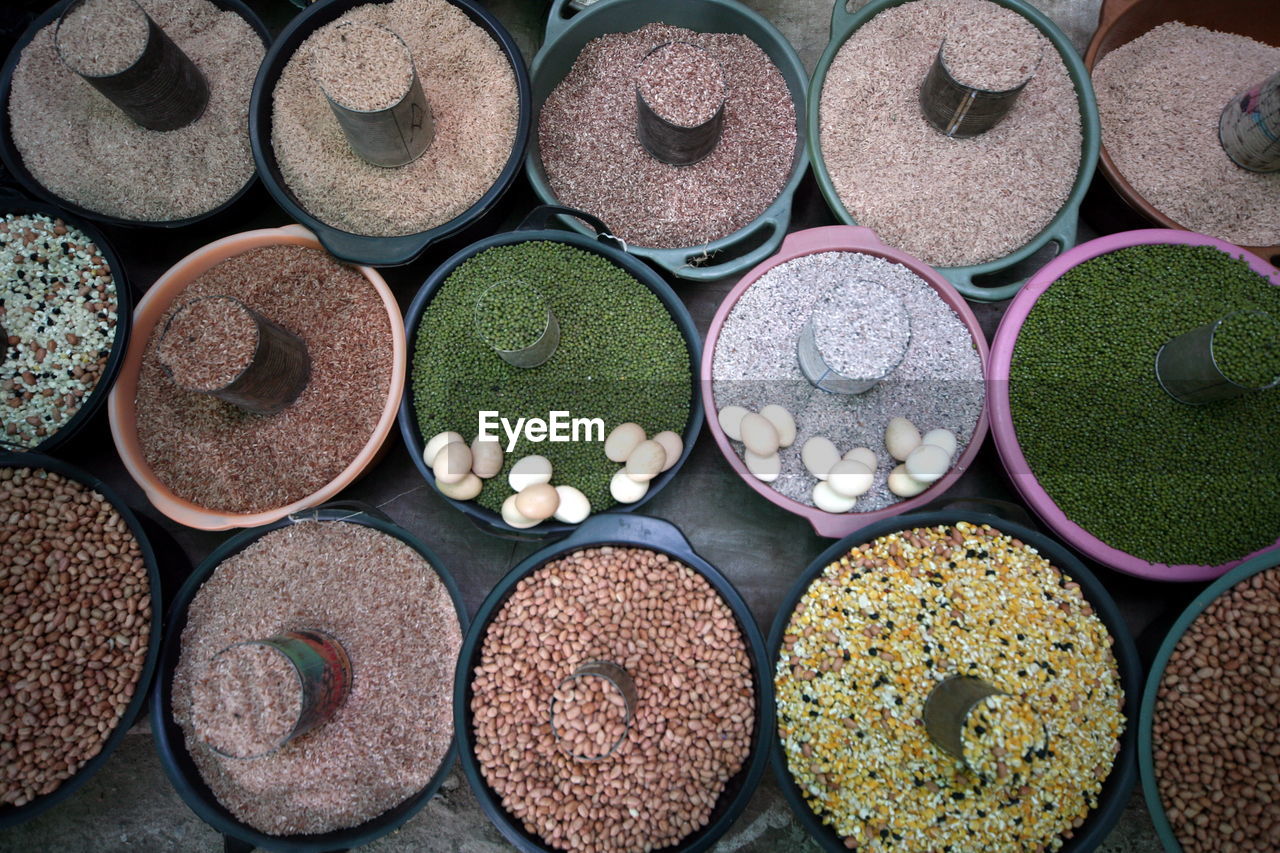 Wholegrain lentil beans at displayed grocer shop