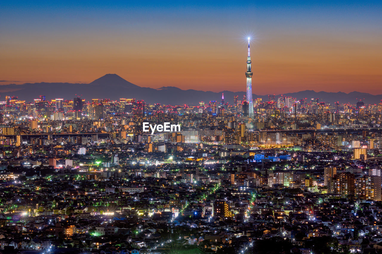 Tokyo skytree with mt. fuji