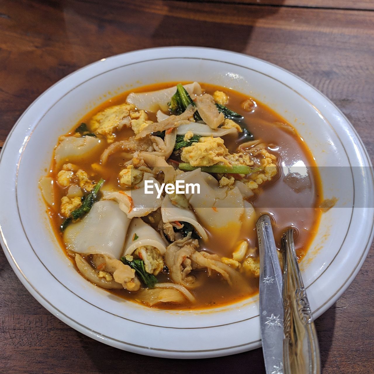 High angle view of meal served in bowl
