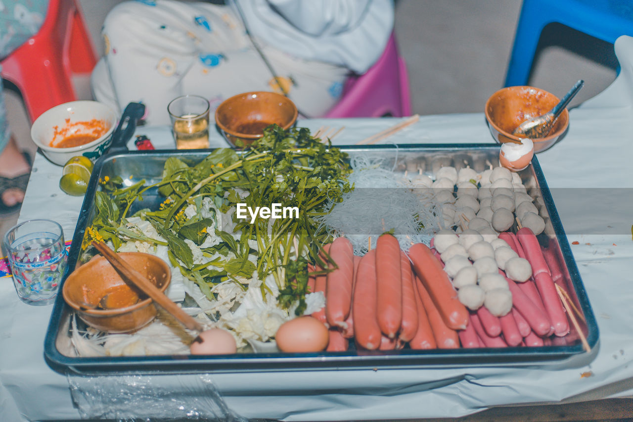 Meetball and sausage shabu