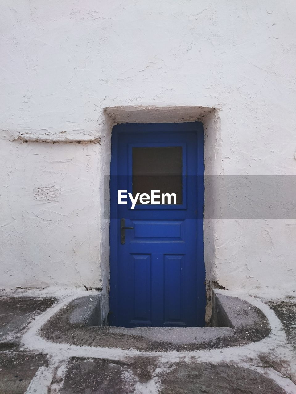 Close up view of wooden blue door