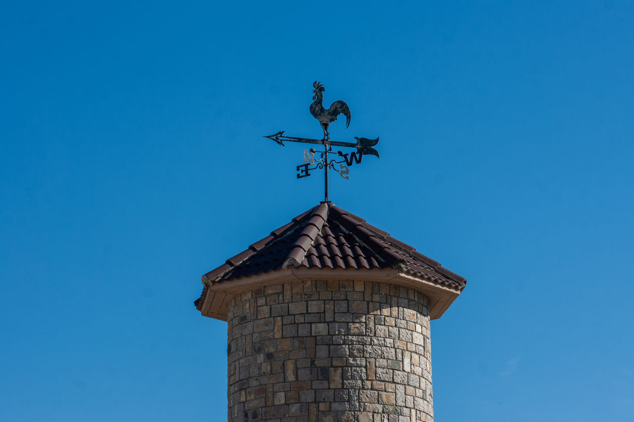 LOW ANGLE VIEW OF WEATHER VANE AGAINST SKY
