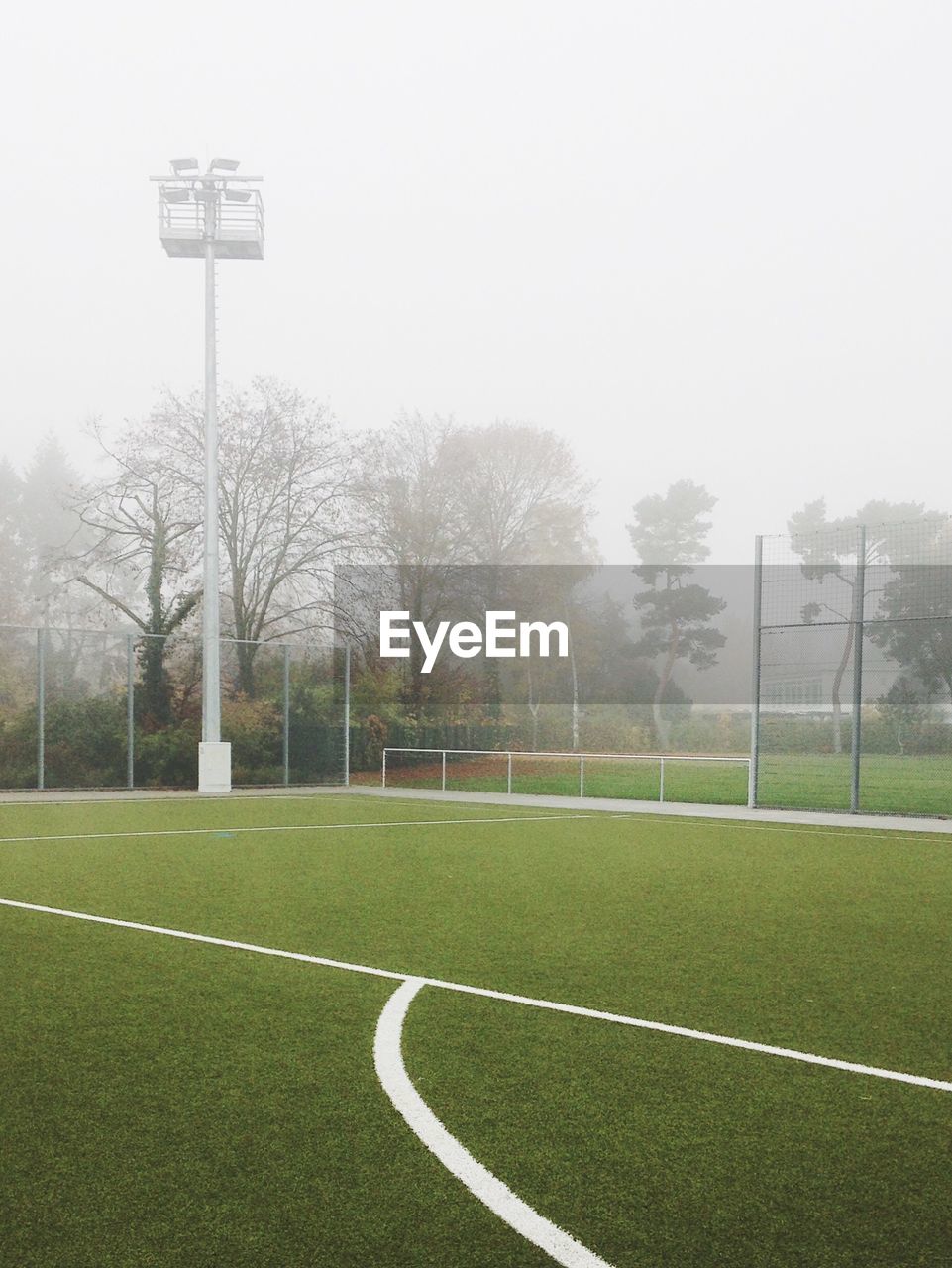 Soccer field against sky