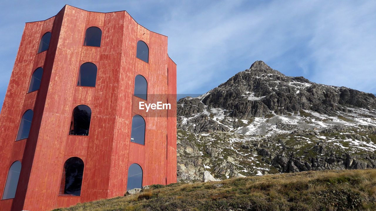 View of the julier theater tower on the julier pass located in switzerland