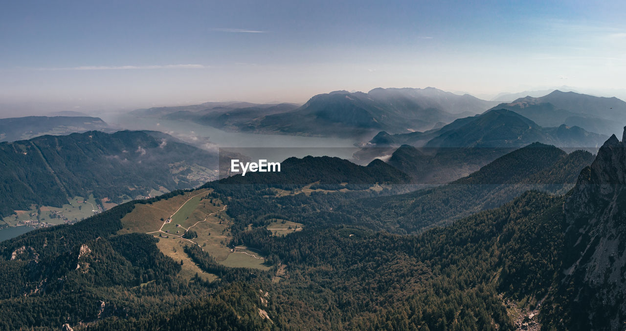 Phenomenal views from mount schafberg to lake attersee and its adjacent mountains. 