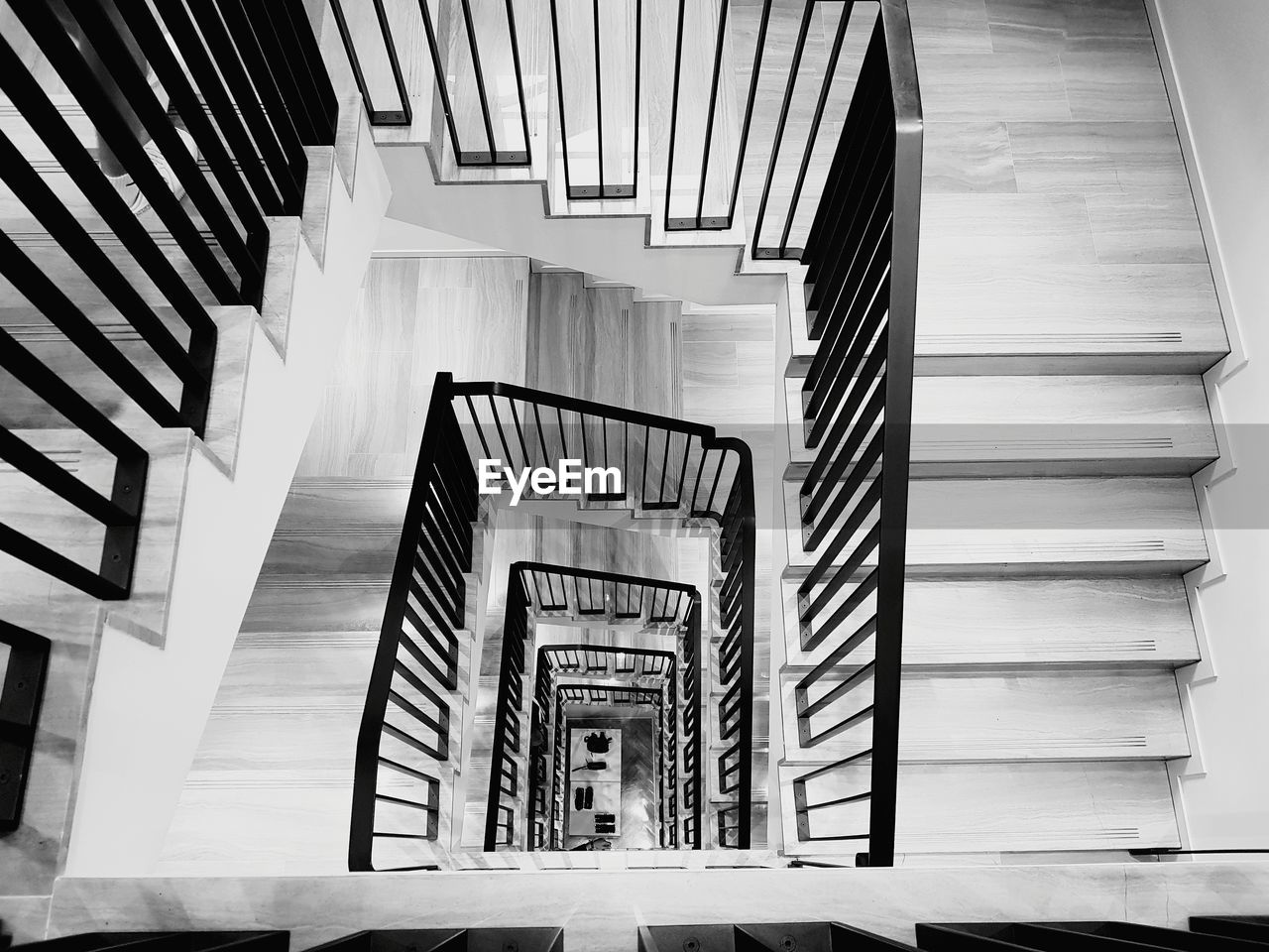 Low angle view of spiral staircase in building