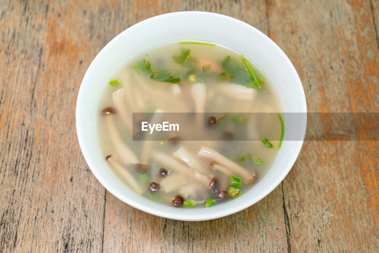 directly above shot of food in bowl on table