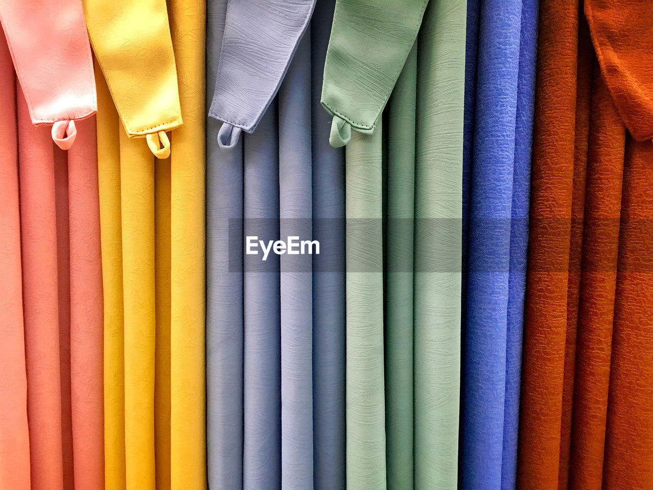 Full frame shot of multi colored curtains