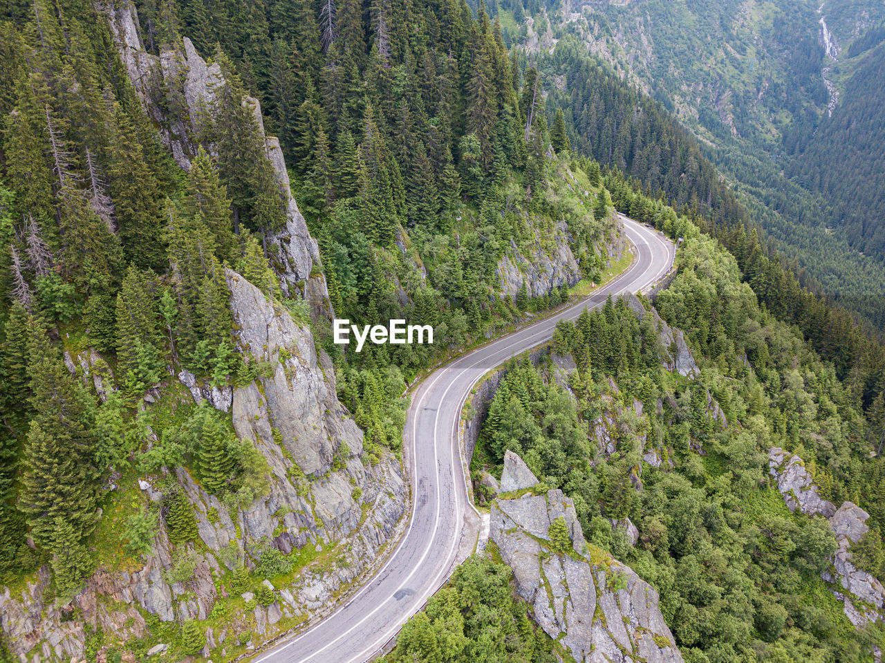 high angle view of road by mountain
