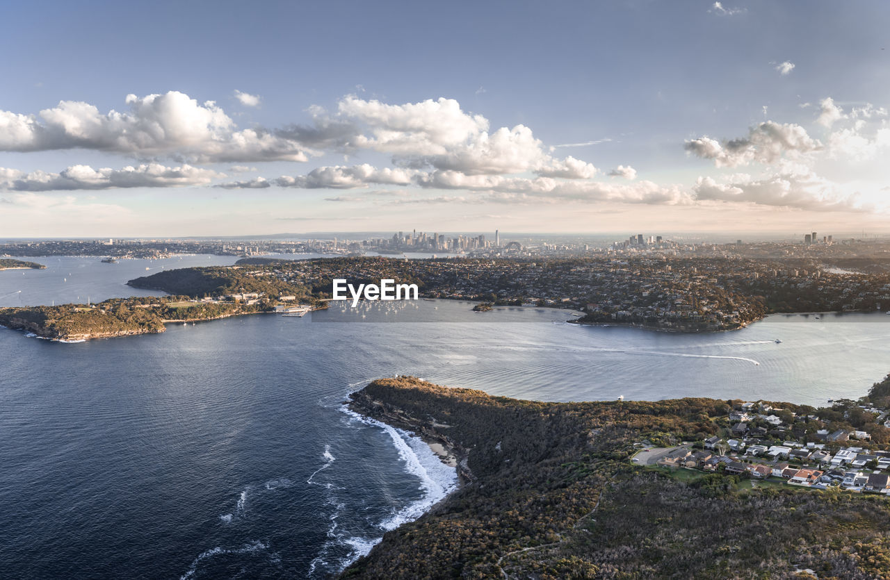 High angle aerial drone view of balmoral beach in mosman, sydney, new south wales, australia. 