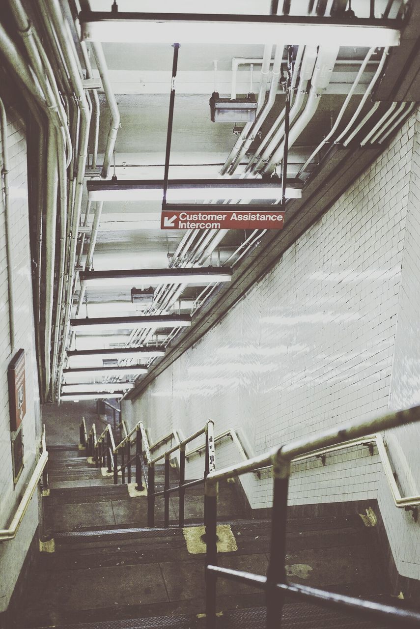 High angle view of staircase at subway station