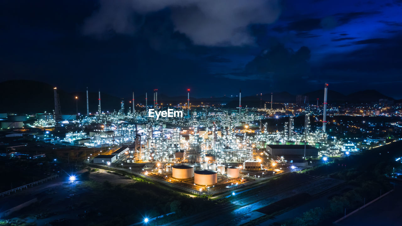 Oil and gas refinery industry factory zone at laem chabang chon buri thailand twilight landscape 