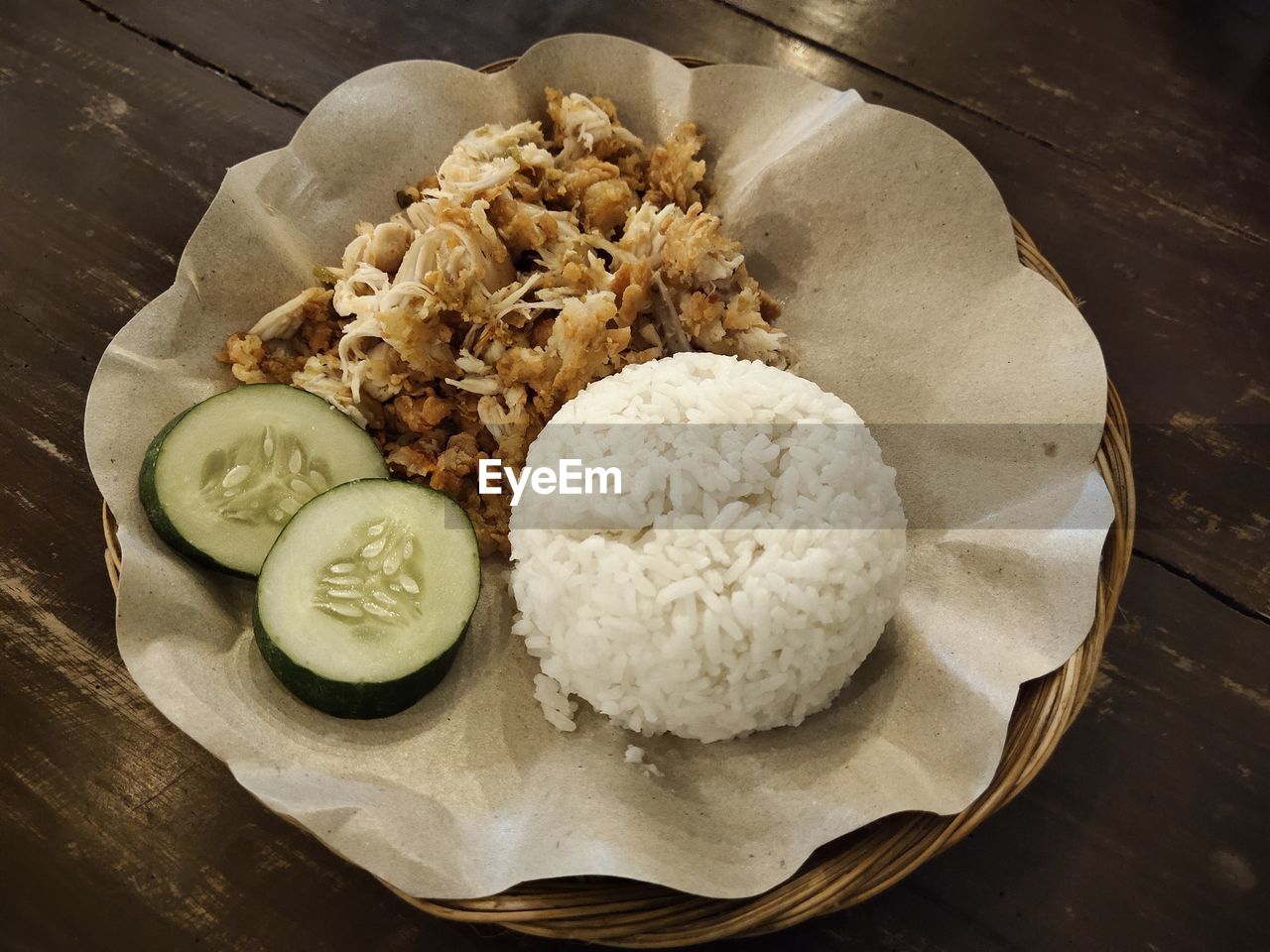 food and drink, food, freshness, healthy eating, wellbeing, dish, indoors, high angle view, table, no people, meal, still life, vegetable, rice, cuisine, produce, wood, rice - food staple, steamed rice, bowl