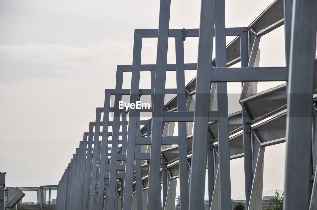 Building construction of metal steel framework outdoors