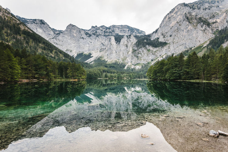 Scenic view of river and mountains