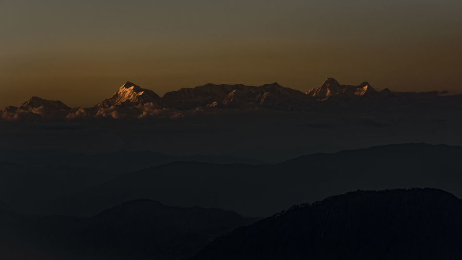 Mount trishul and nanda devi peaks from nainital uttarakhand india