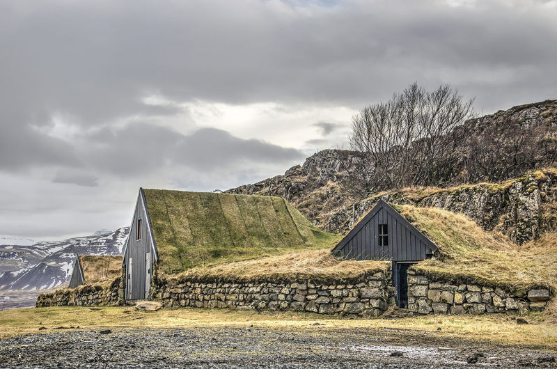 Traditional icelandic huts in borgarnes