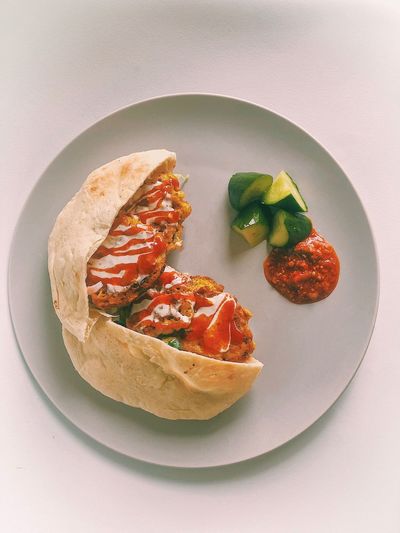Pantry fritters with homemade pitta