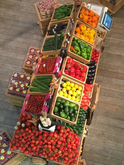 High angle view of fruits in market