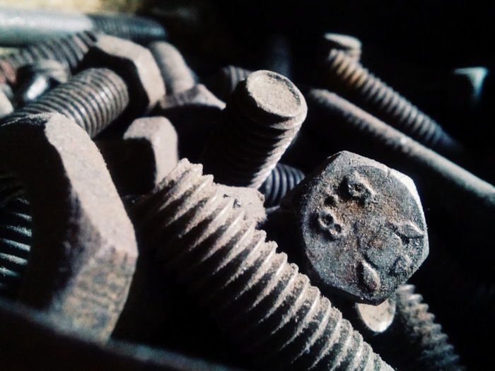 Full frame of old screws