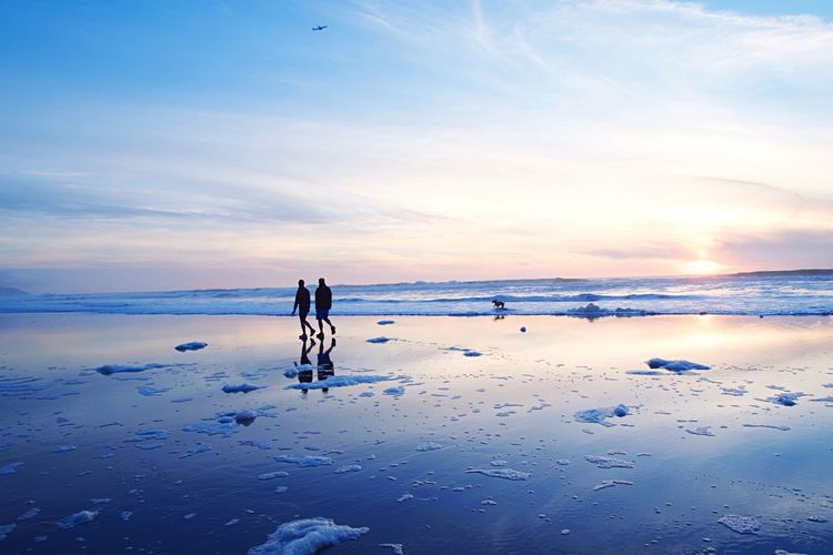 Scenic view of sea at sunset