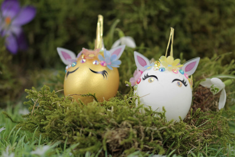The unicorn, lovely egg with golden horn