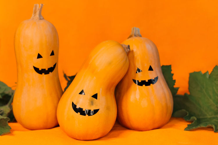 Close-up view of pumpkins