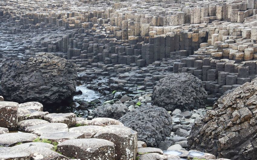 High angle view of giants causeway