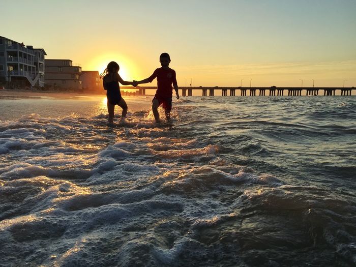 Scenic view of sea during sunset