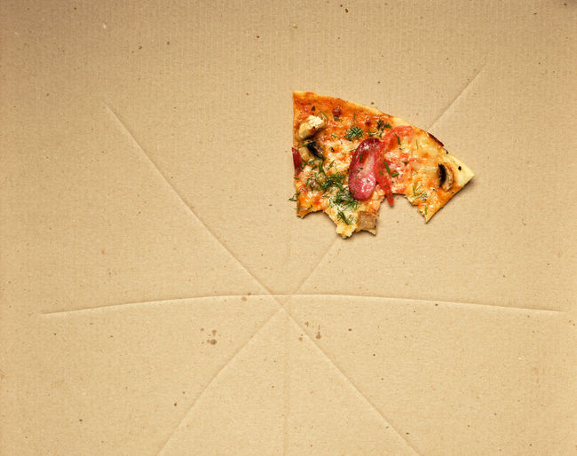 High angle view of pizza on floor