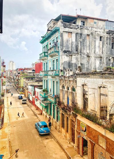 High angle view of street amidst buildings in city
