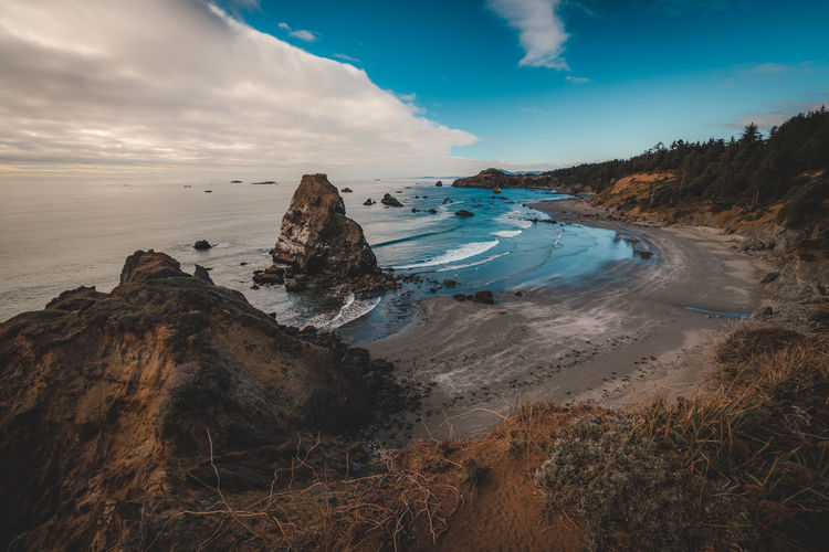 Scenic view of beach against sky