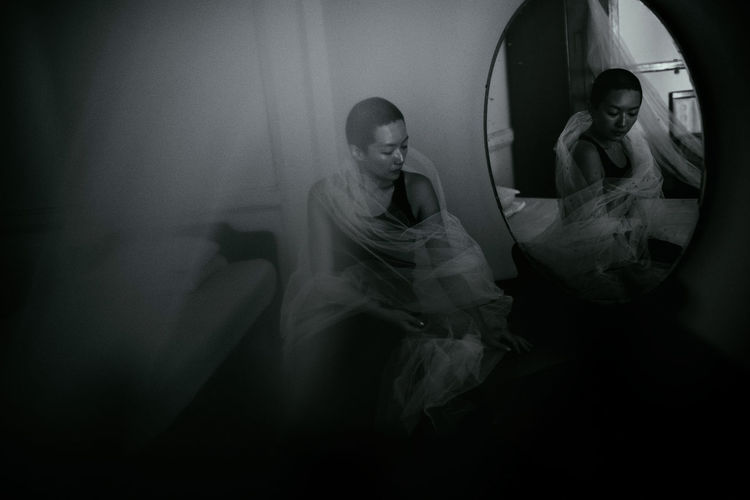 Long Goodbye Monochrome Photography Monochrome Love Sunlight Indoors Women Alone Veil Young Women Lifestyles Goodbye Mirror Black & White TCPM