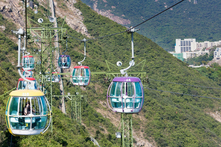 Hong kong island, china, asia - cablecar at ocean park amusement park in hong kong island.