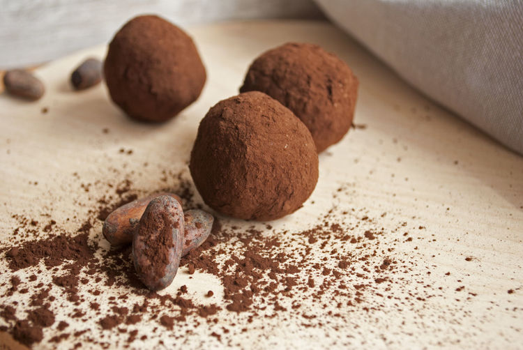 High angle view of chocolate on table
