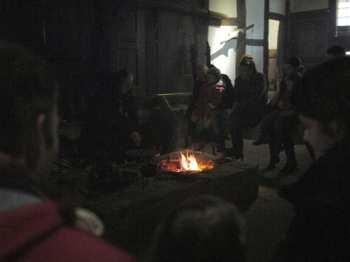 Fire in dark room
