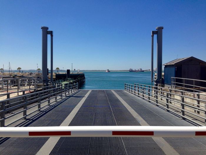 View of barricade at commercial dock