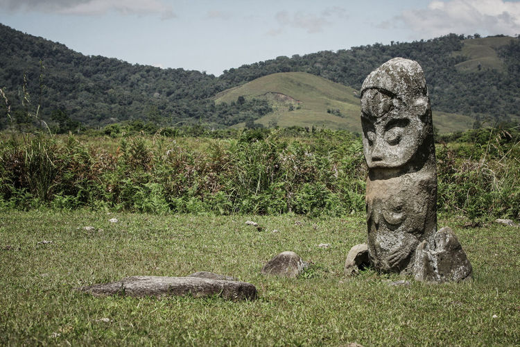 Tadulako statue in doda village, poso, central sulawesi, indonesia.