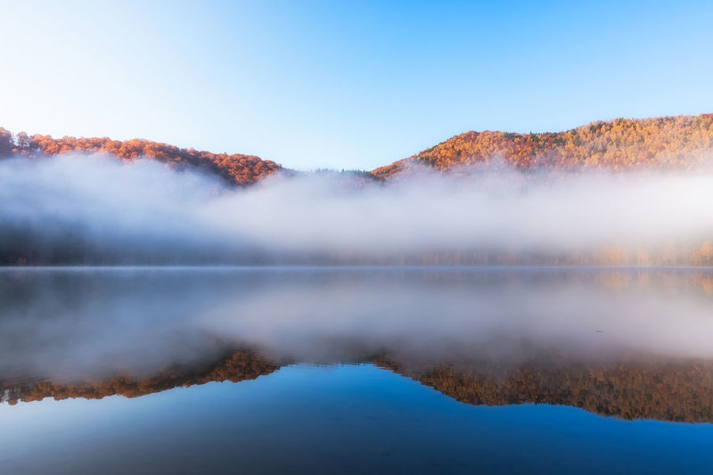 Scenic view of lake against mountains and sky