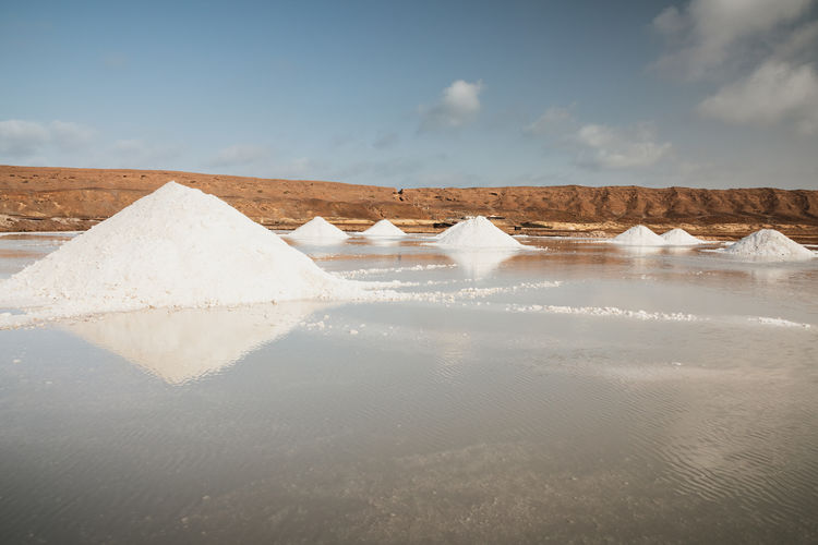 Pile of salt drying in the air - sal island, cape verde